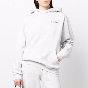 SPORTY & RICH CLASSIC EMBROIDERED LOGO HOODIE IN HEATHER GREY SZ L - RETAIL $150